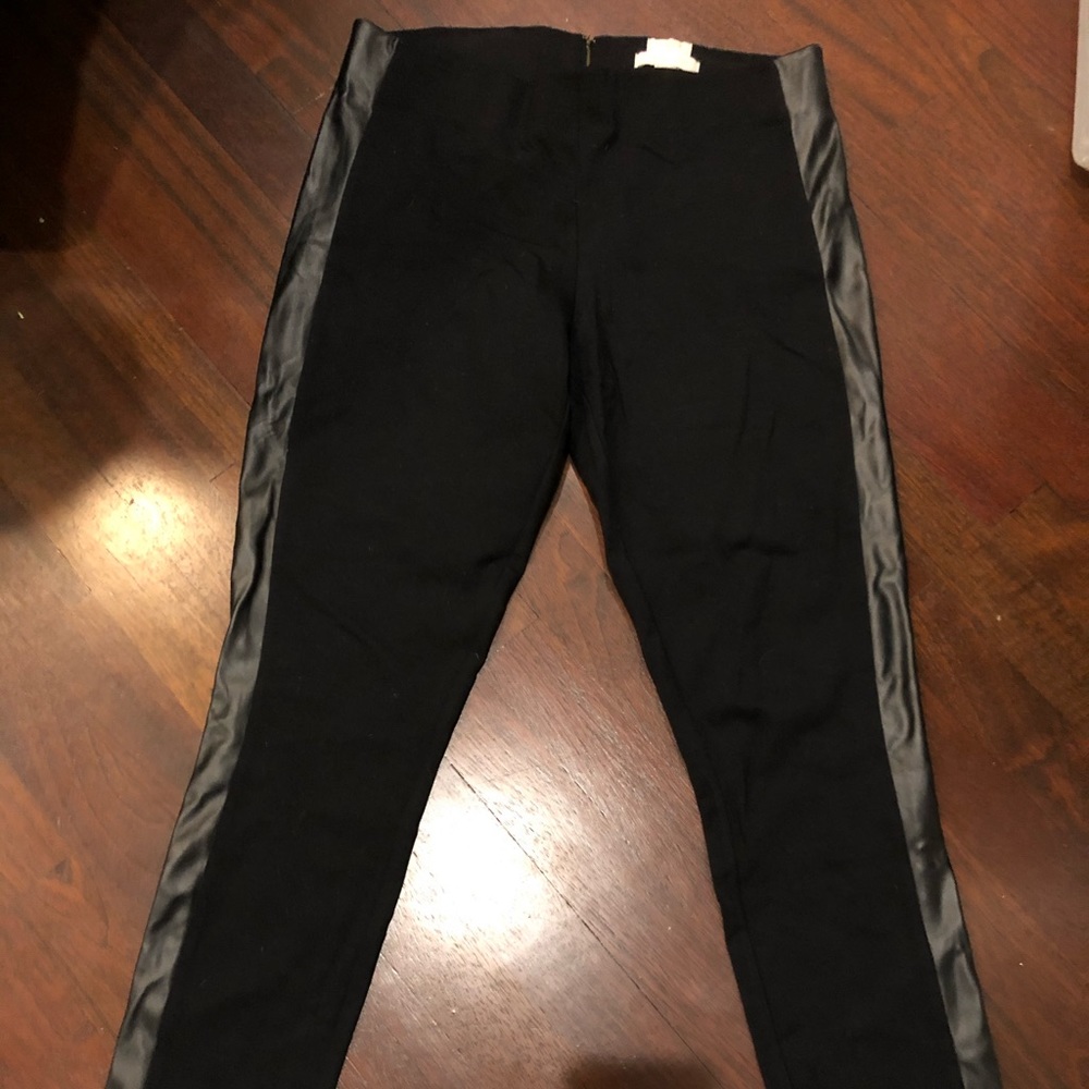 JCrew Gigi pant with faux leather stripe